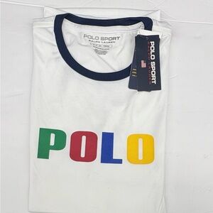 Polo by Ralph Lauren White Tee with Multicolor POLO Print